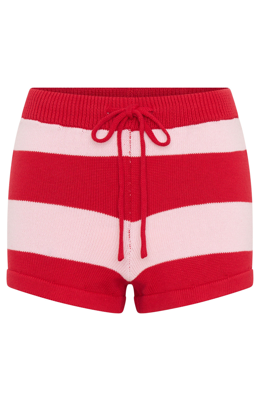 White Fox Chill Day Knit Shorts Red/Pink Stripe