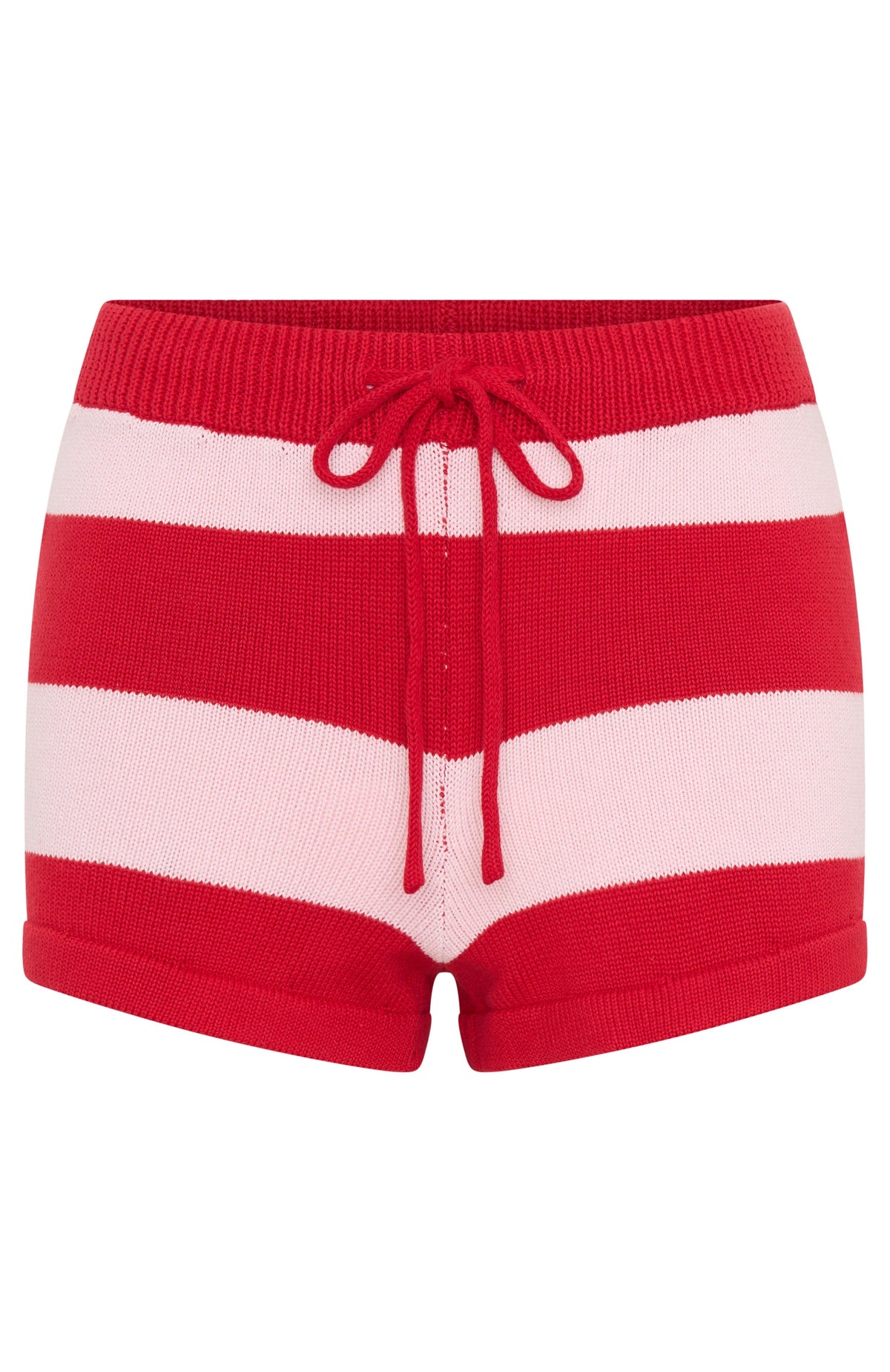 White Fox Chill Day Knit Shorts Red/Pink Stripe