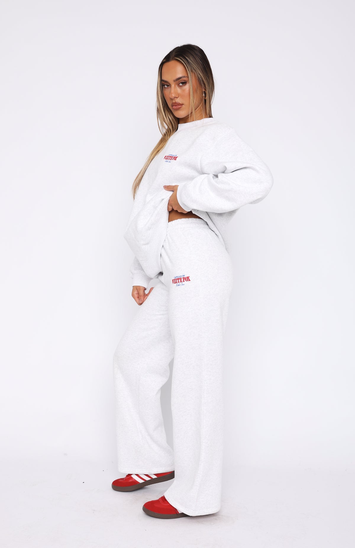 White Fox Capsule 9 Rodeo Crew Wide Leg Sweatpants Grey Marle
