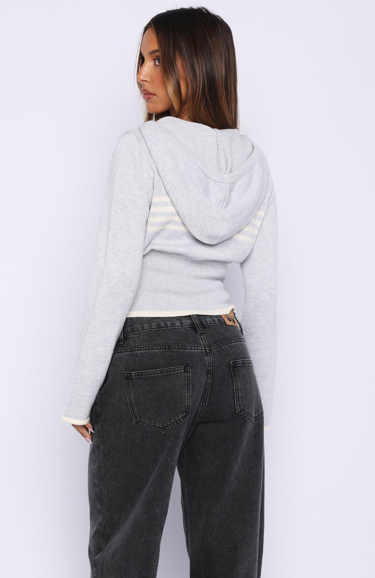 White Fox Mellisandra Knit Cardigan Grey Marle