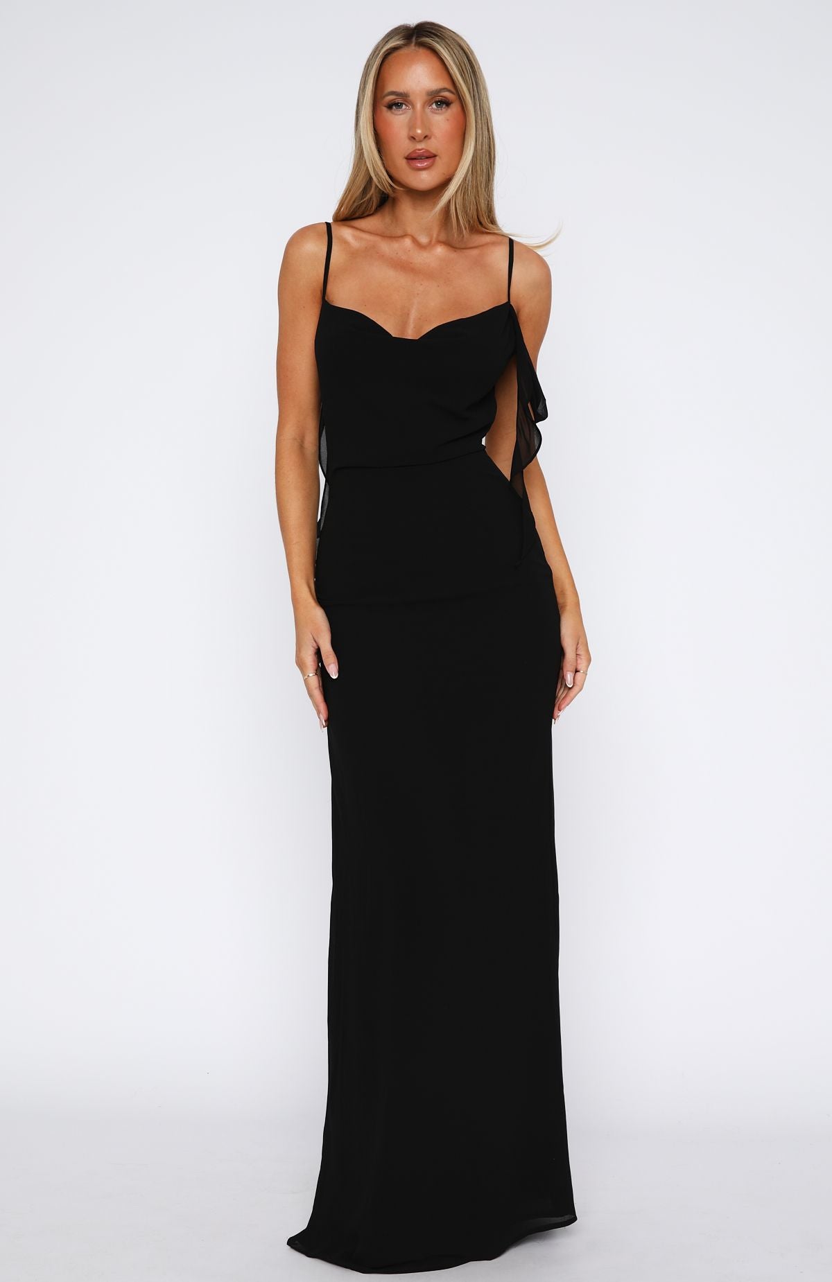 White Fox Love Blossoms Maxi Dress Black