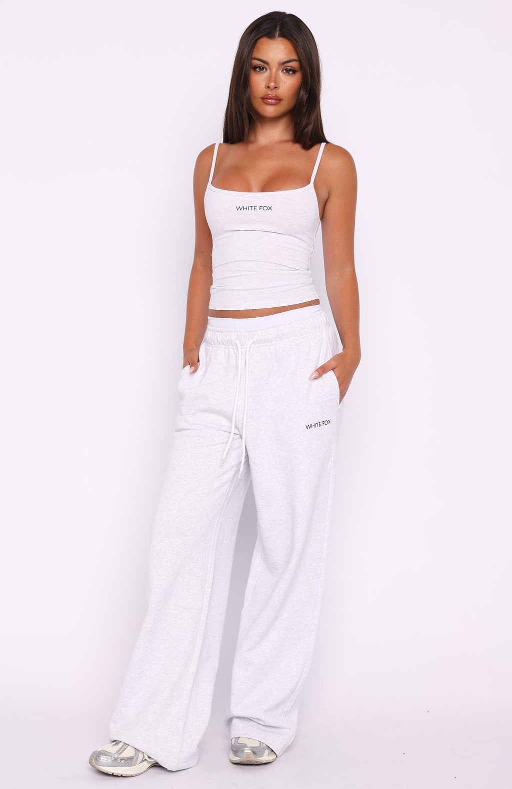 White Fox Off The Field Double Waistband Wide Leg Sweatpants Grey