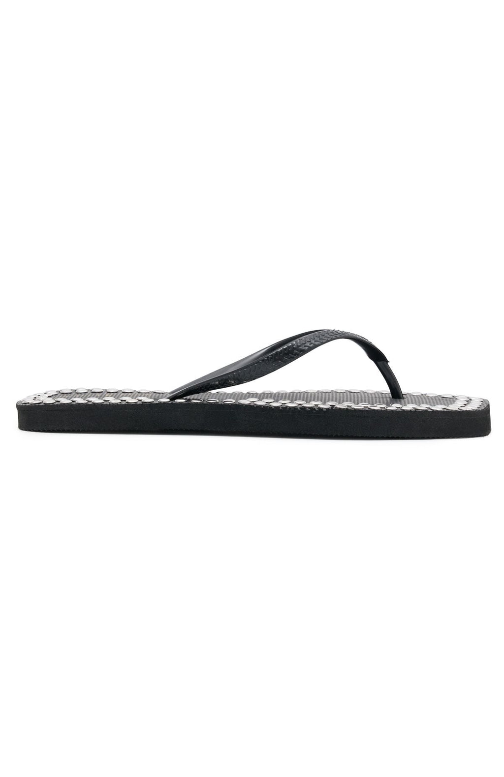White Fox Eyre Studded Thong Sandals Black