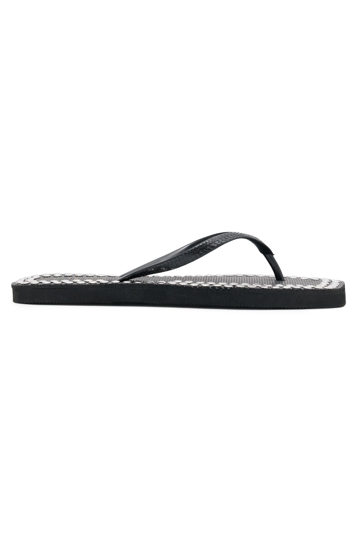White Fox Eyre Studded Thong Sandals Black