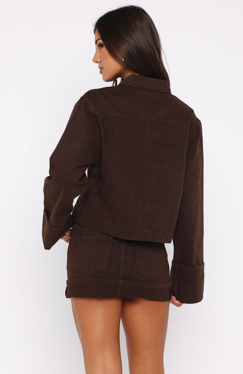 White Fox Charlotte Denim Jacket Chocolate Wash