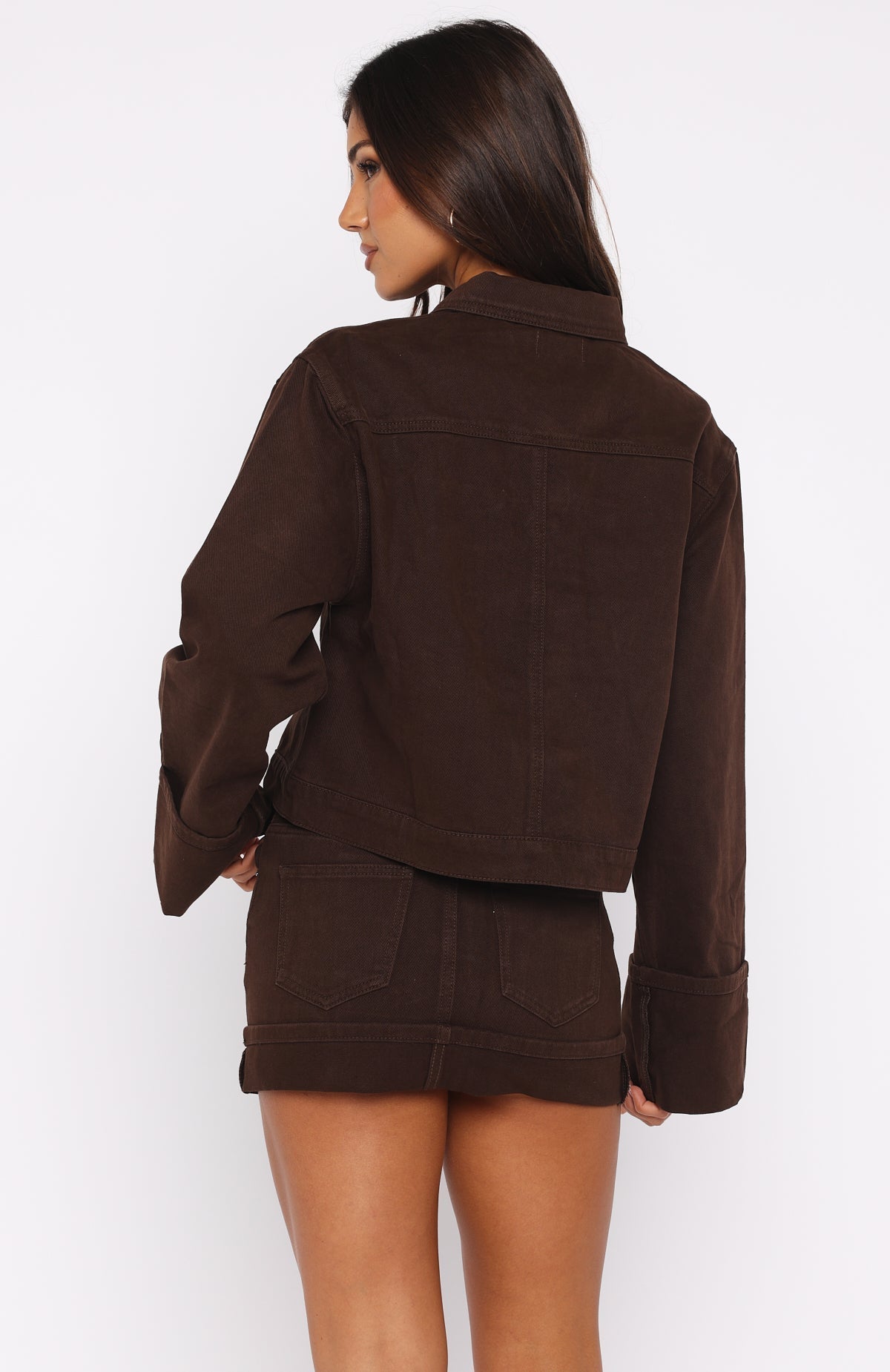 White Fox Charlotte Denim Jacket Chocolate Wash