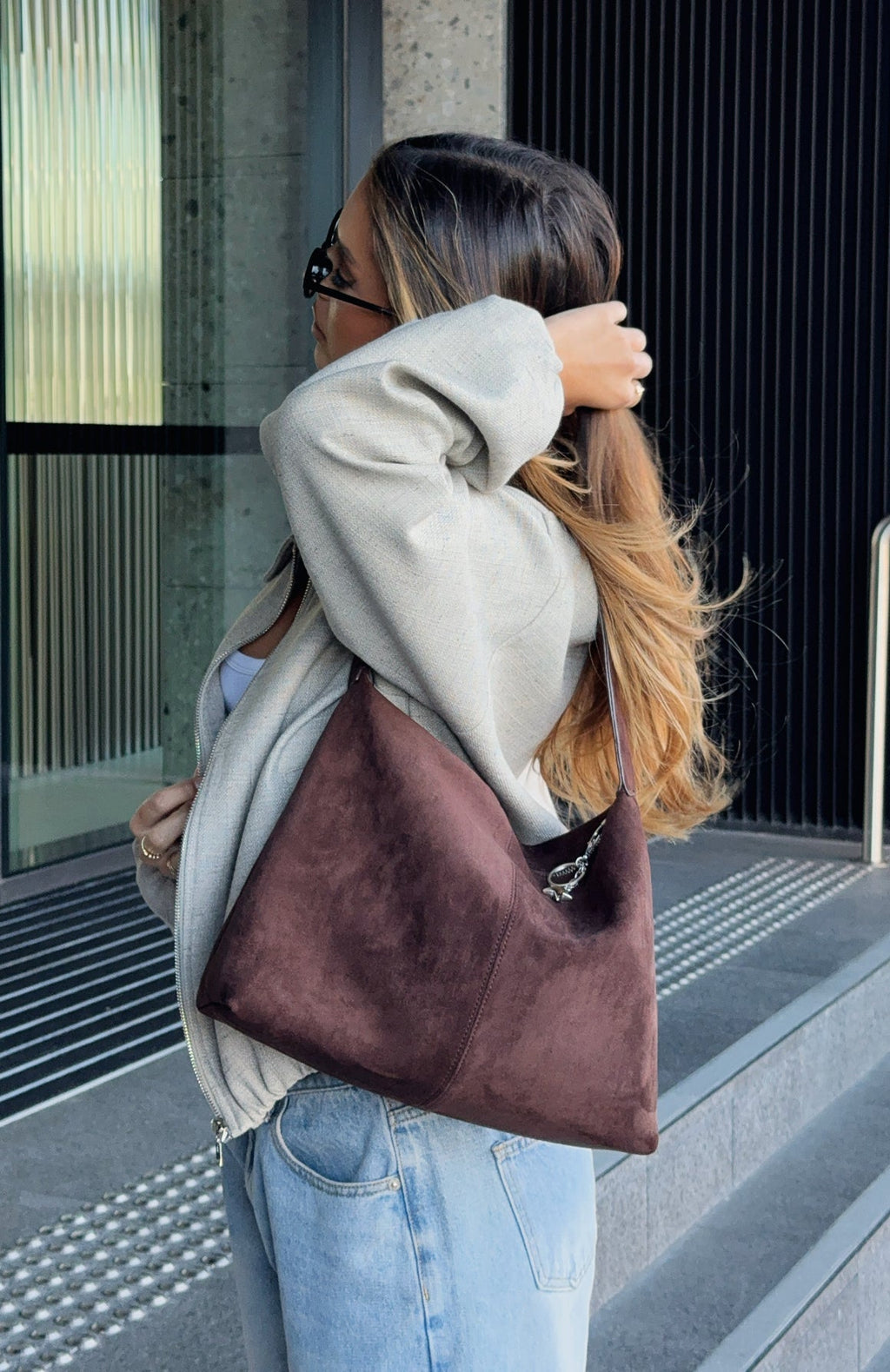 White Fox Hadley Shoulder Bag Chocolate