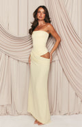 White Fox Peach Fizz Strapless Maxi Dress Lemon