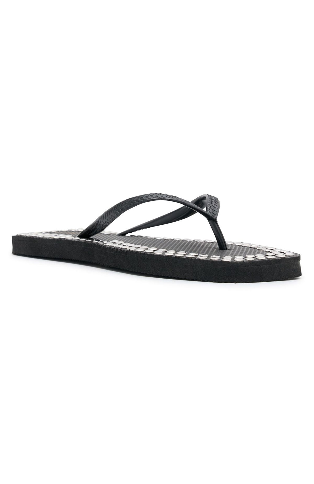White Fox Eyre Studded Thong Sandals Black