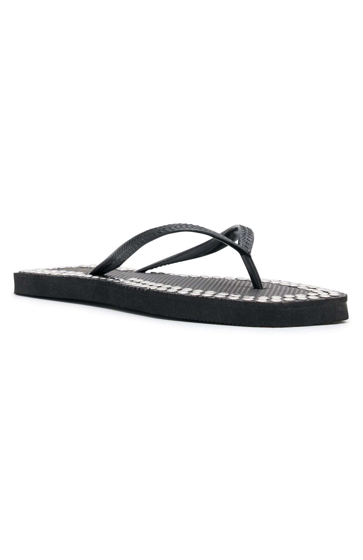 White Fox Eyre Studded Thong Sandals Black