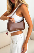 White Fox Lotus Shoulder Bag Chocolate PU