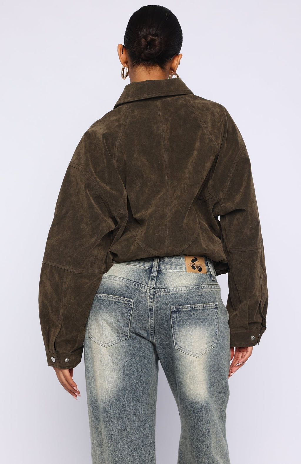 White Fox So Easy Faux Suede Jacket Khaki