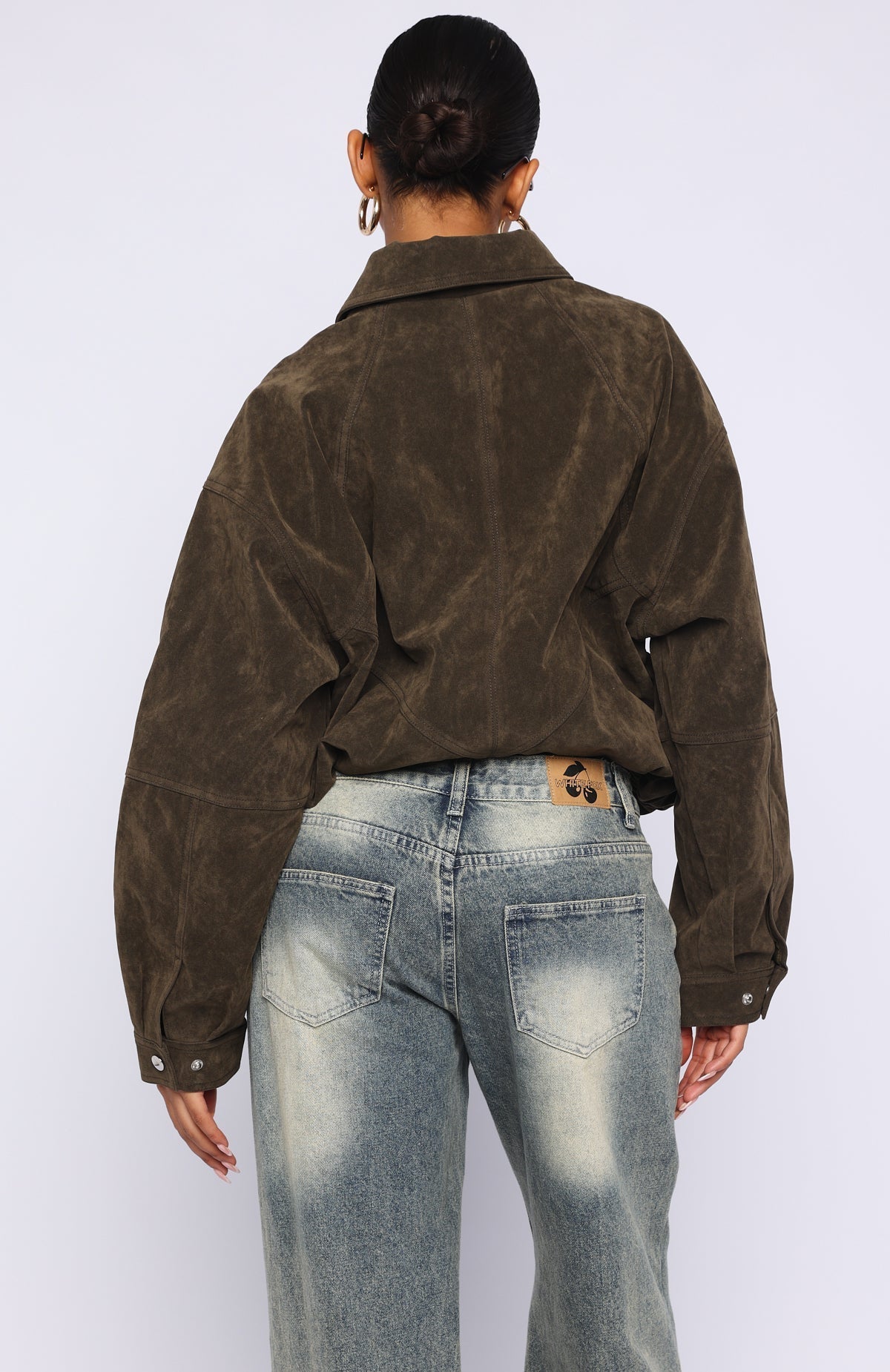 White Fox So Easy Faux Suede Jacket Khaki