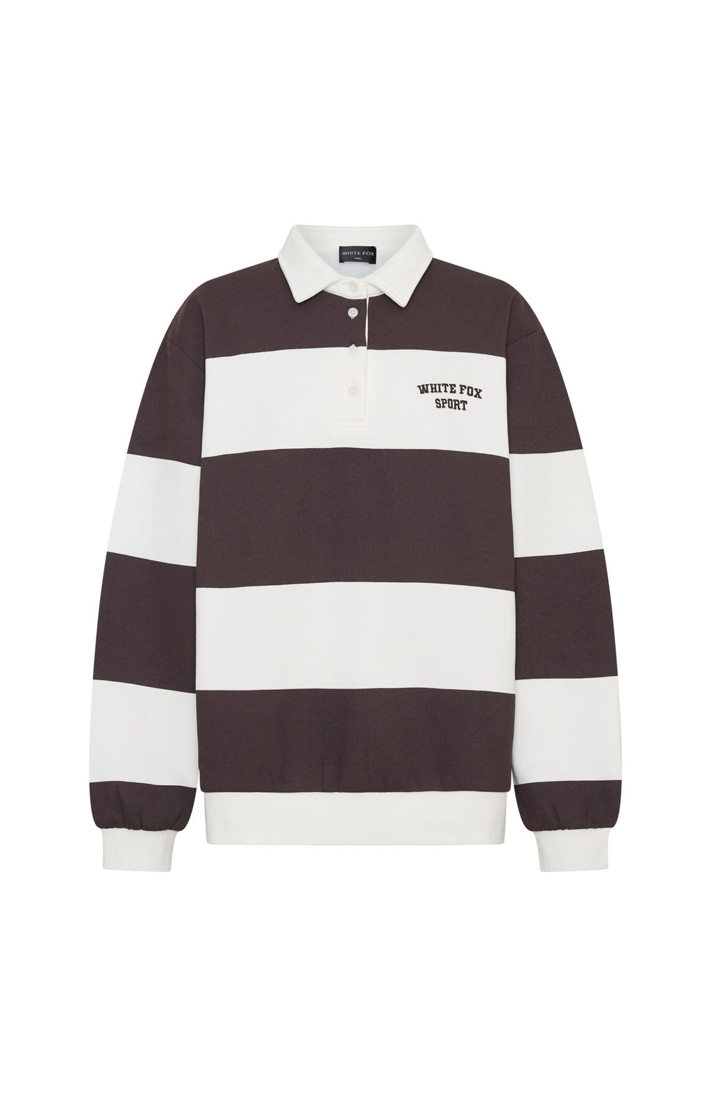 White Fox Make It Known Oversized Henley Sweater Dark Chocolate