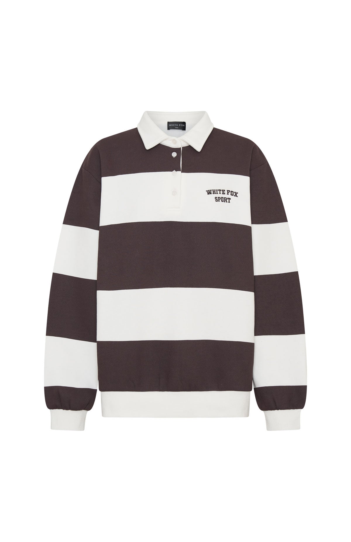 White Fox Make It Known Oversized Henley Sweater Dark Chocolate