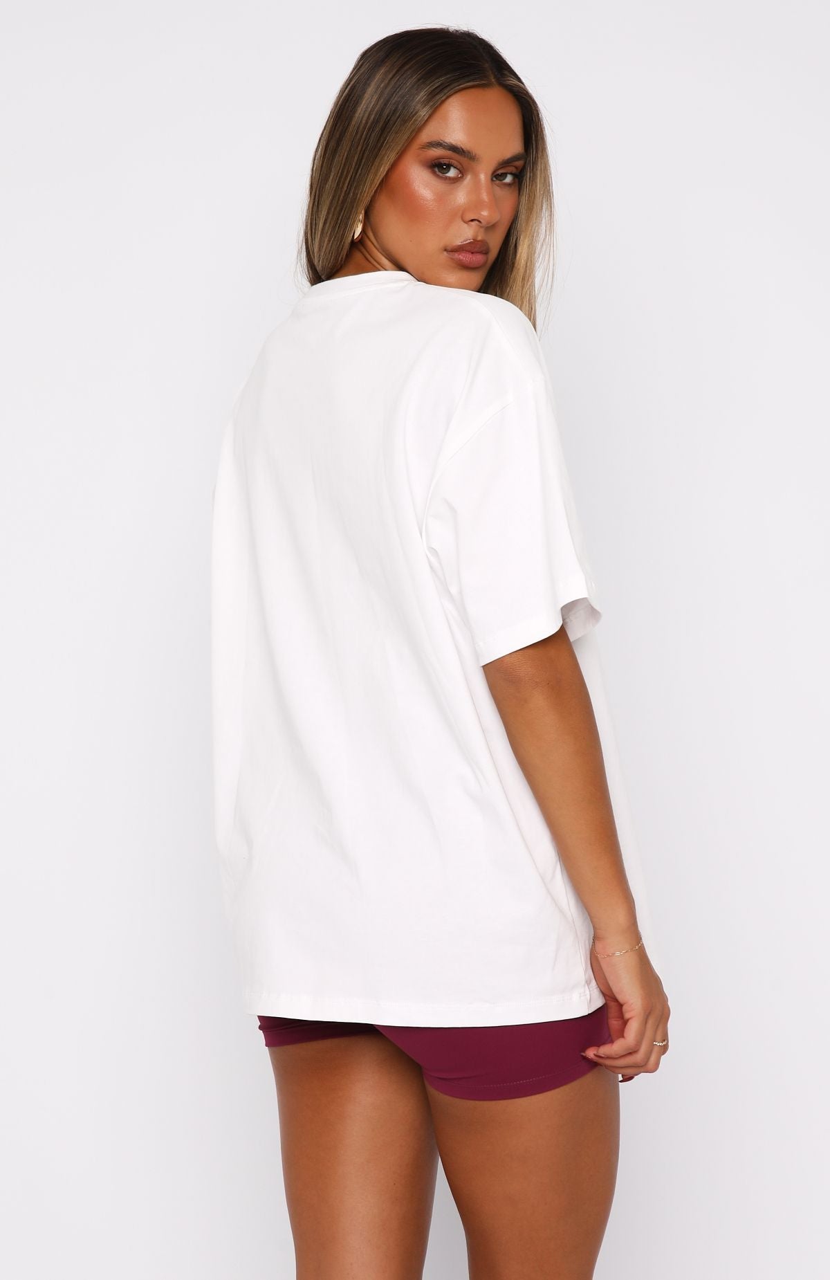 White Fox 11th Street She's So Lucky Oversized Tee Leopard Splice