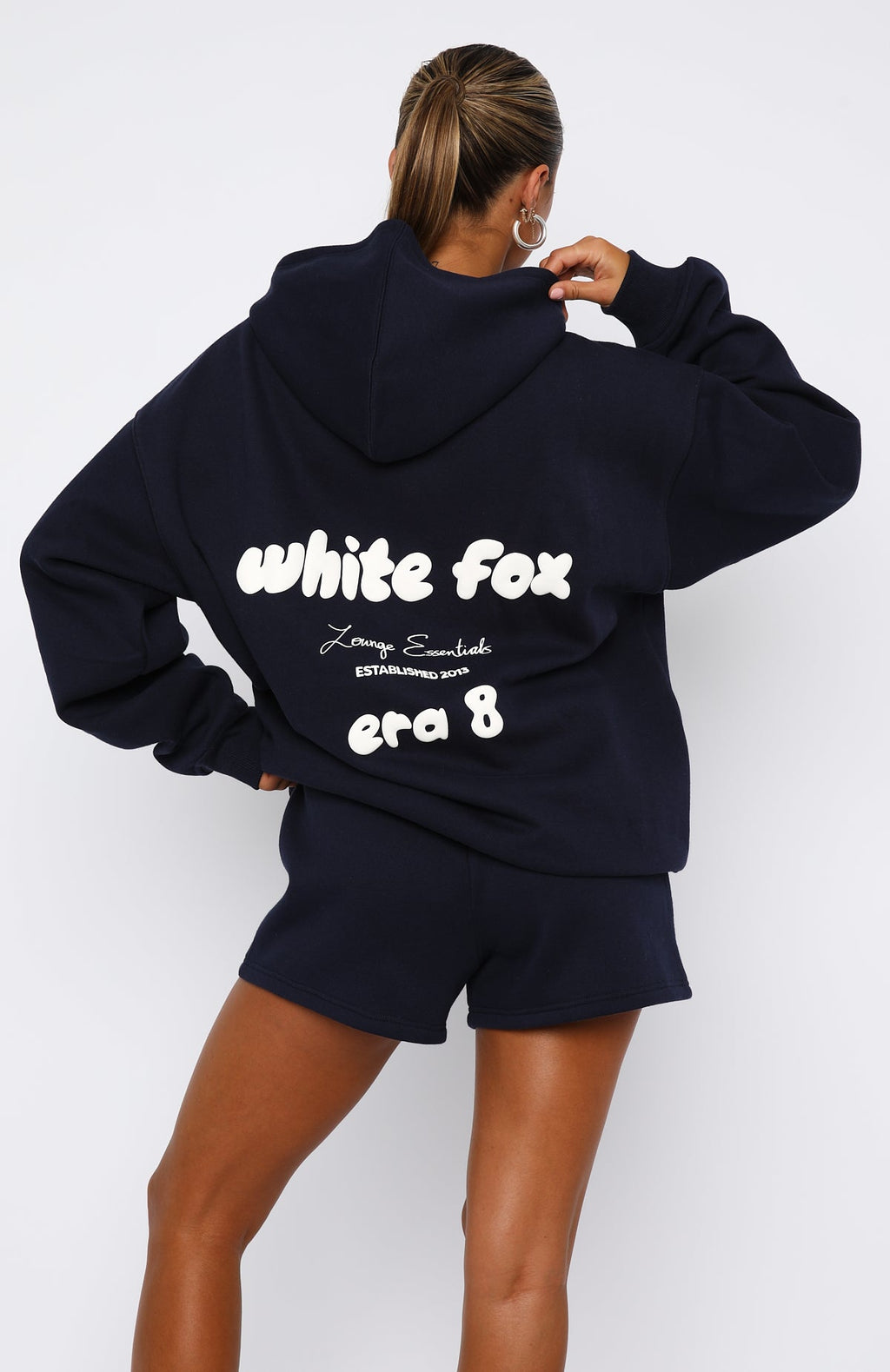 White Fox Era 8 Zip Front Hoodie Nautical