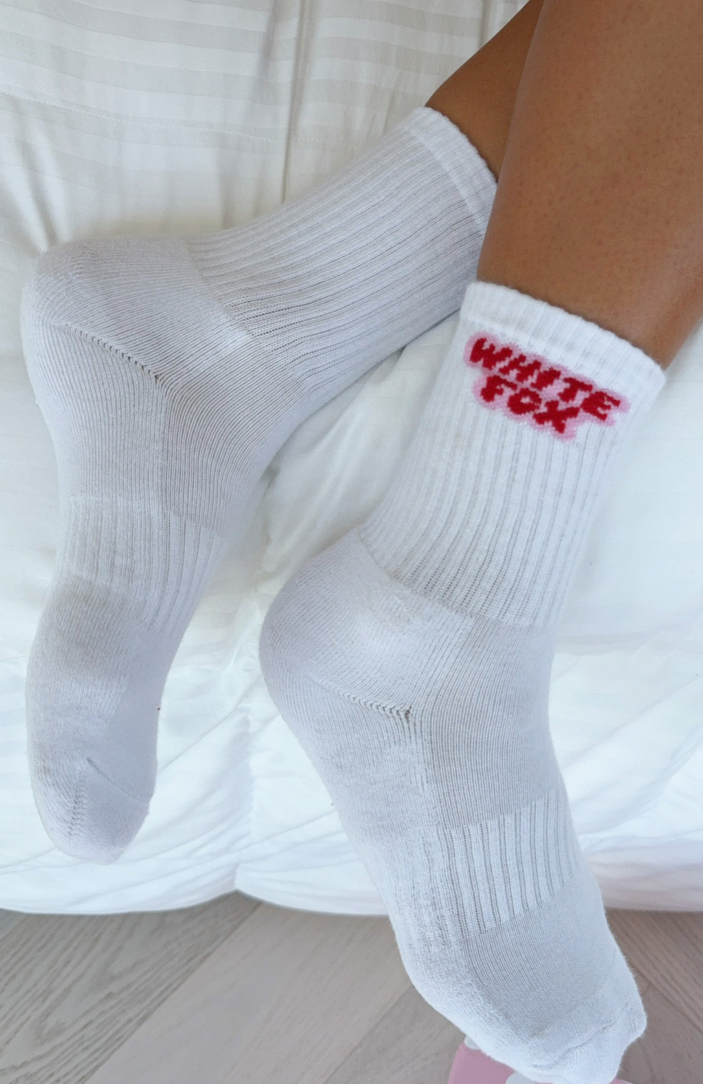 White Fox Seeing Red Socks White