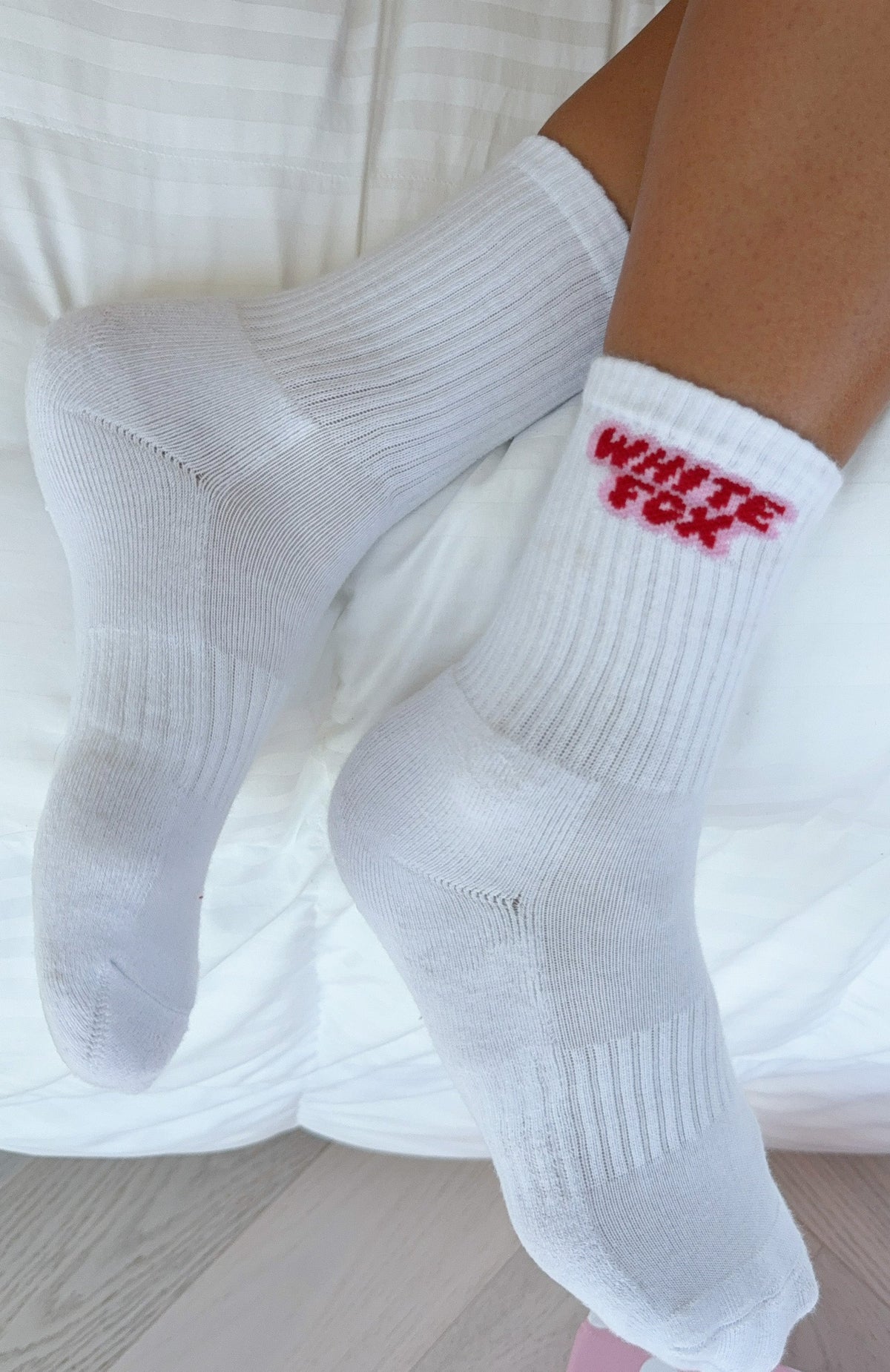 White Fox Seeing Red Socks White