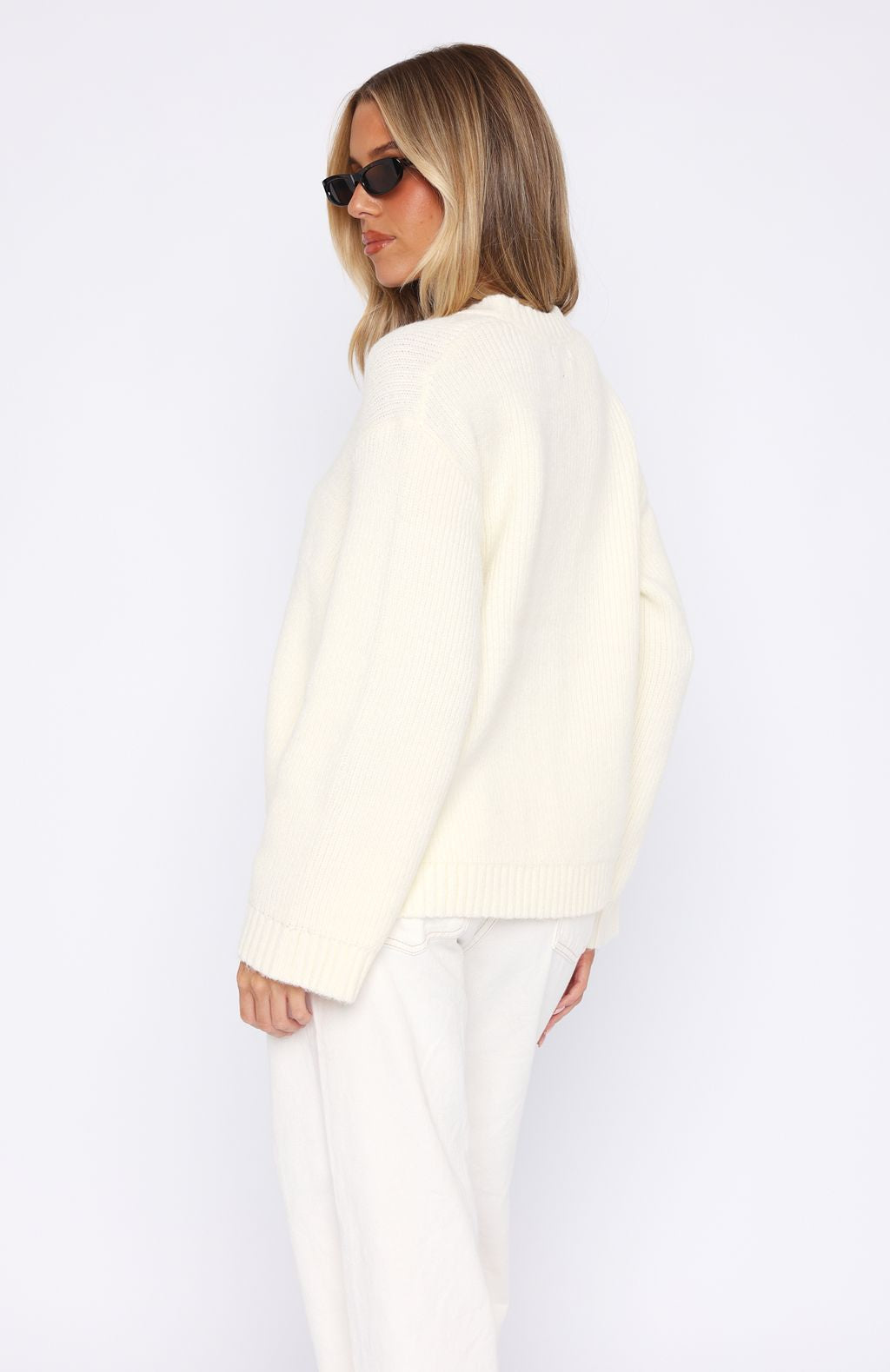 White Fox Flashback Knit Cardigan Off White