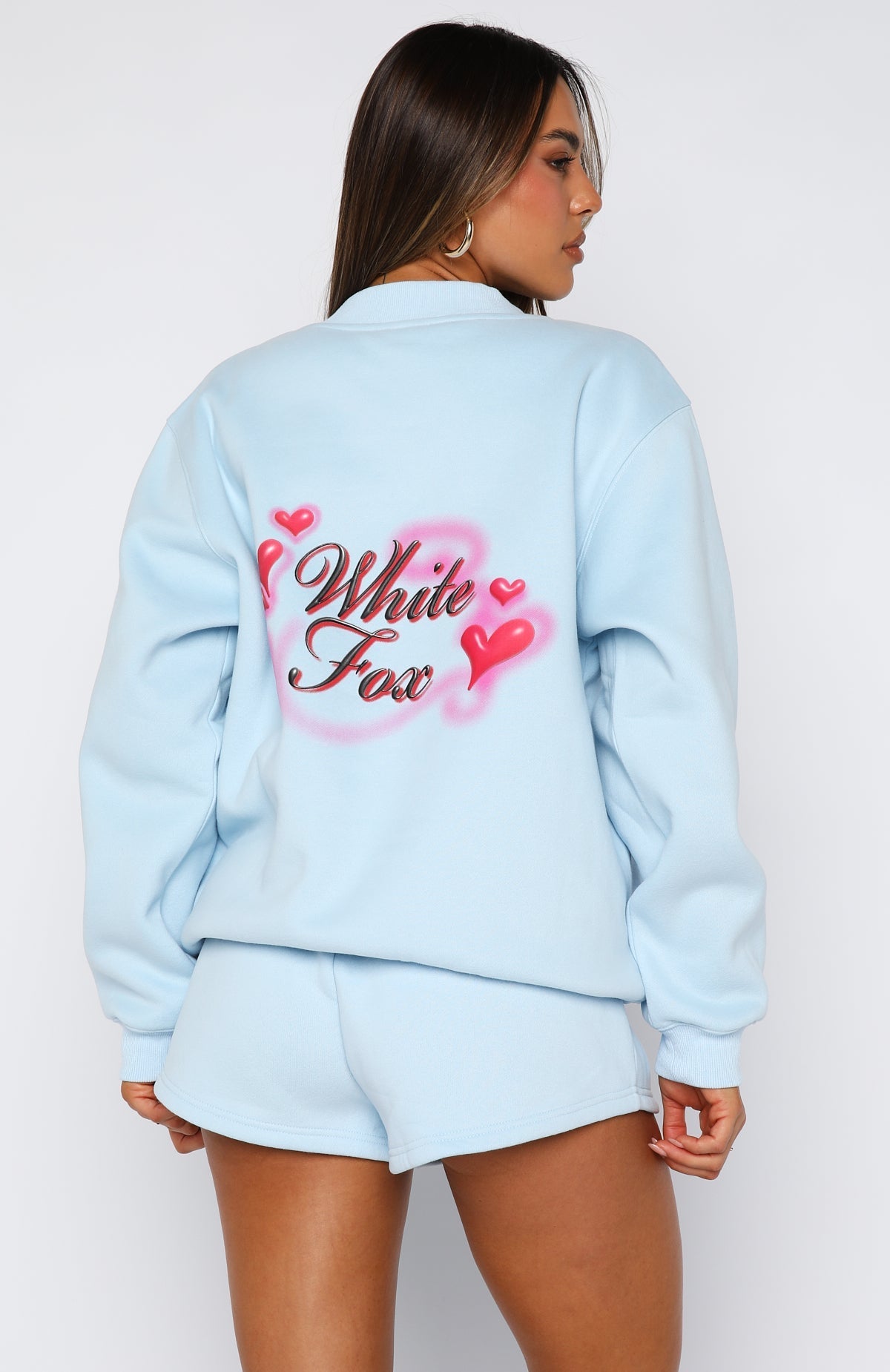 White Fox Trouble Maker Oversized Sweater Baby Blue