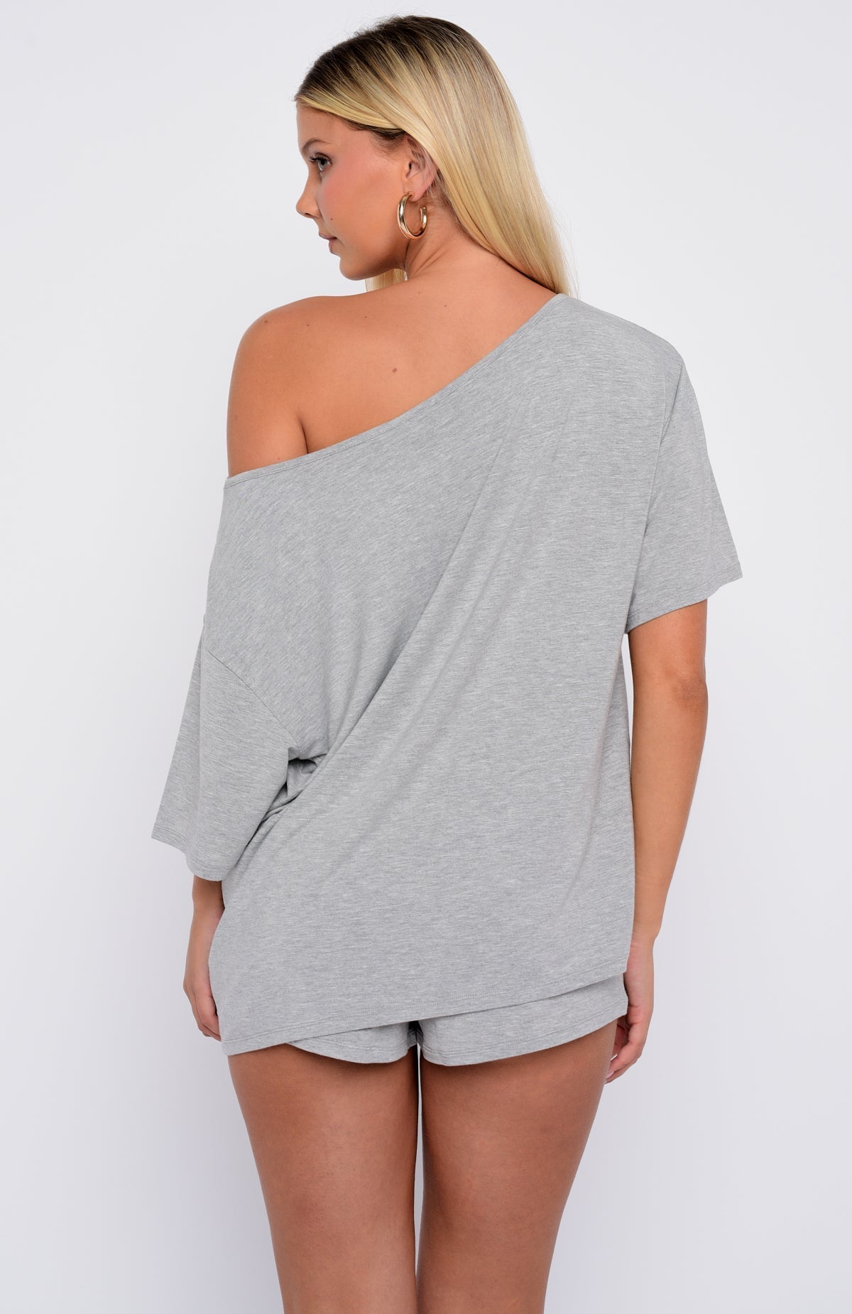 White Fox Slow Life Pyjama Shorts Grey Marle