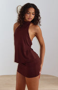 White Fox Envy Me Mini Halter Dress Chocolate