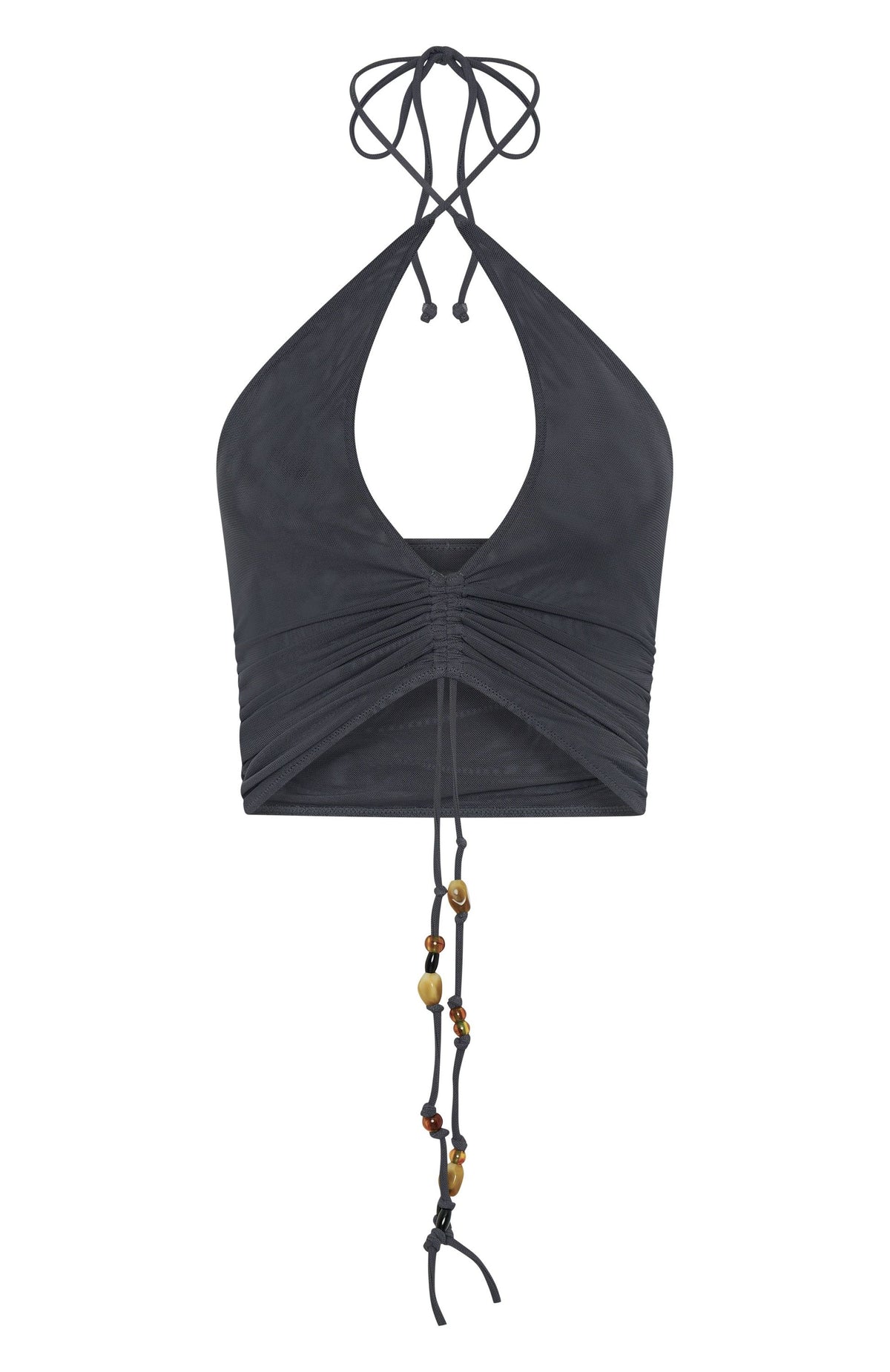 White Fox To My Heart Halter Top Charcoal