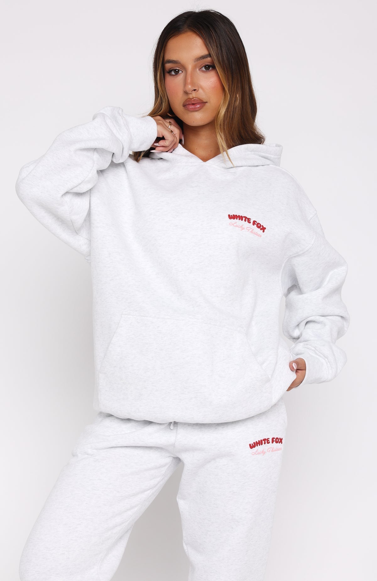 White Fox Lucky Thirteen Cheyenne Oversized Hoodie Grey Marle