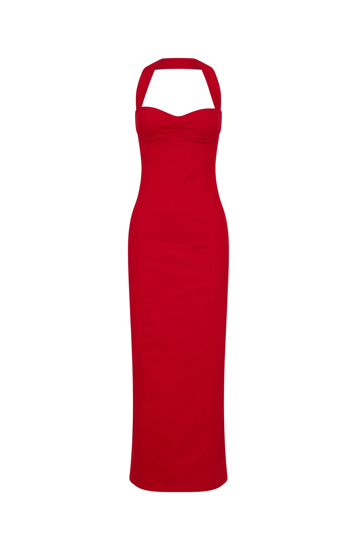 White Fox Champagne High Halter Maxi Dress Red