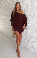 White Fox Just For Tonight One Shoulder Mini Dress Burgundy