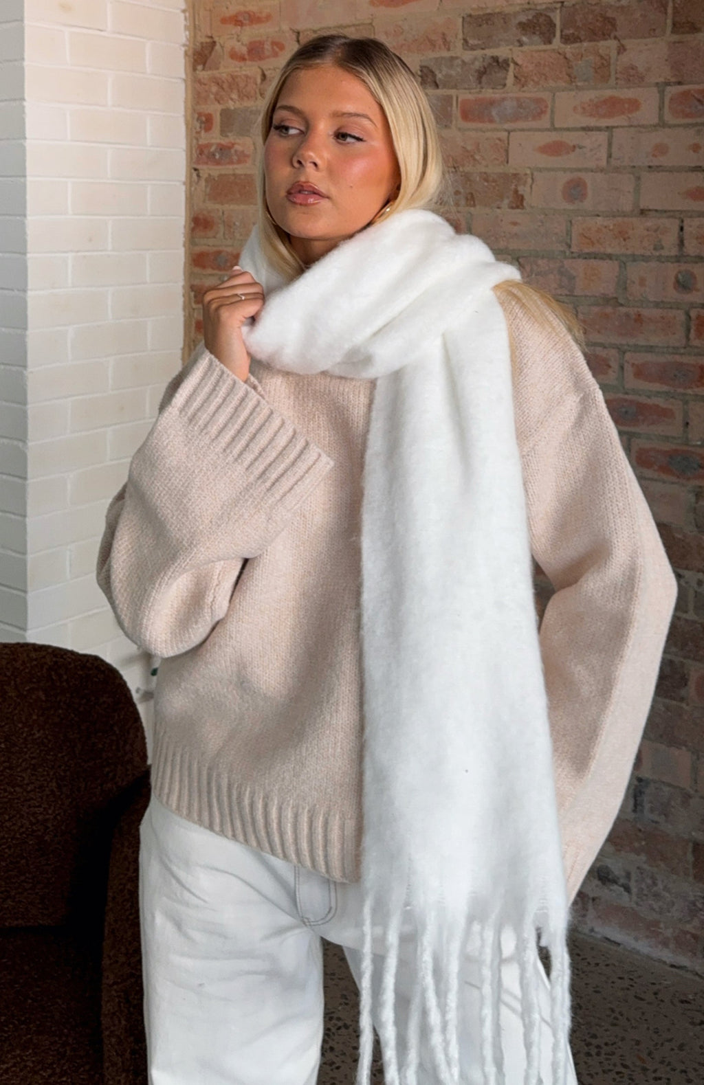 White Fox Luna Scarf White
