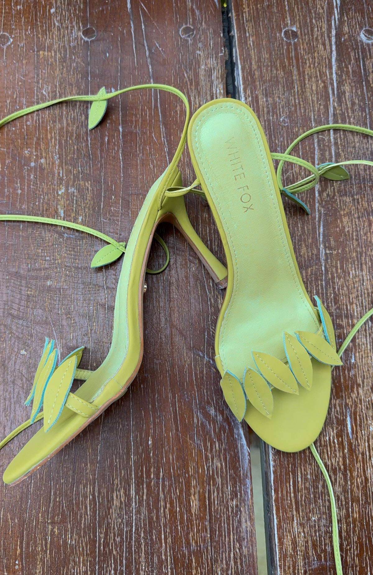 White Fox Fritz Wrap Heels Lime PU