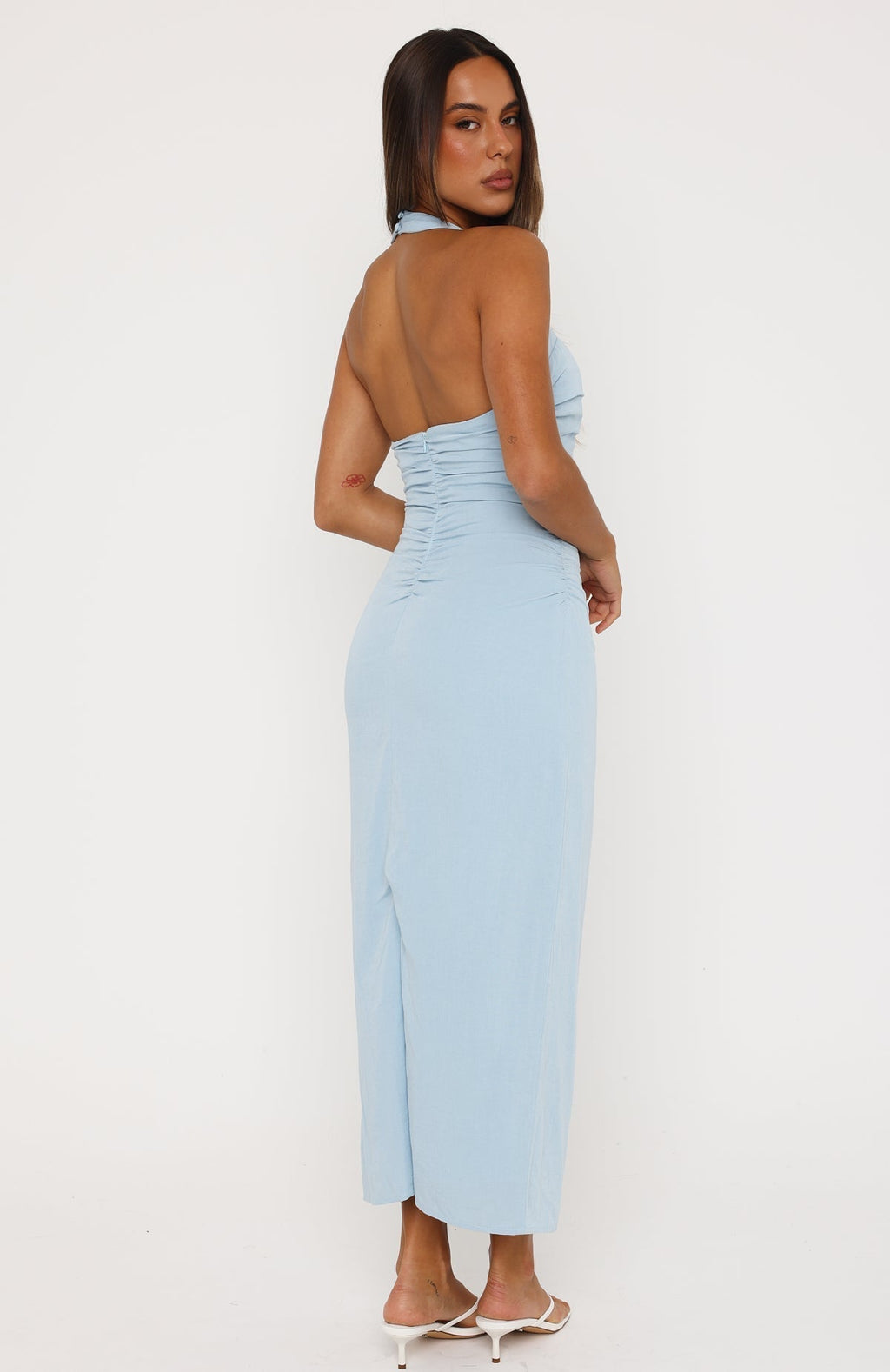 White Fox Sweet Glow Midi Dress Baby Blue
