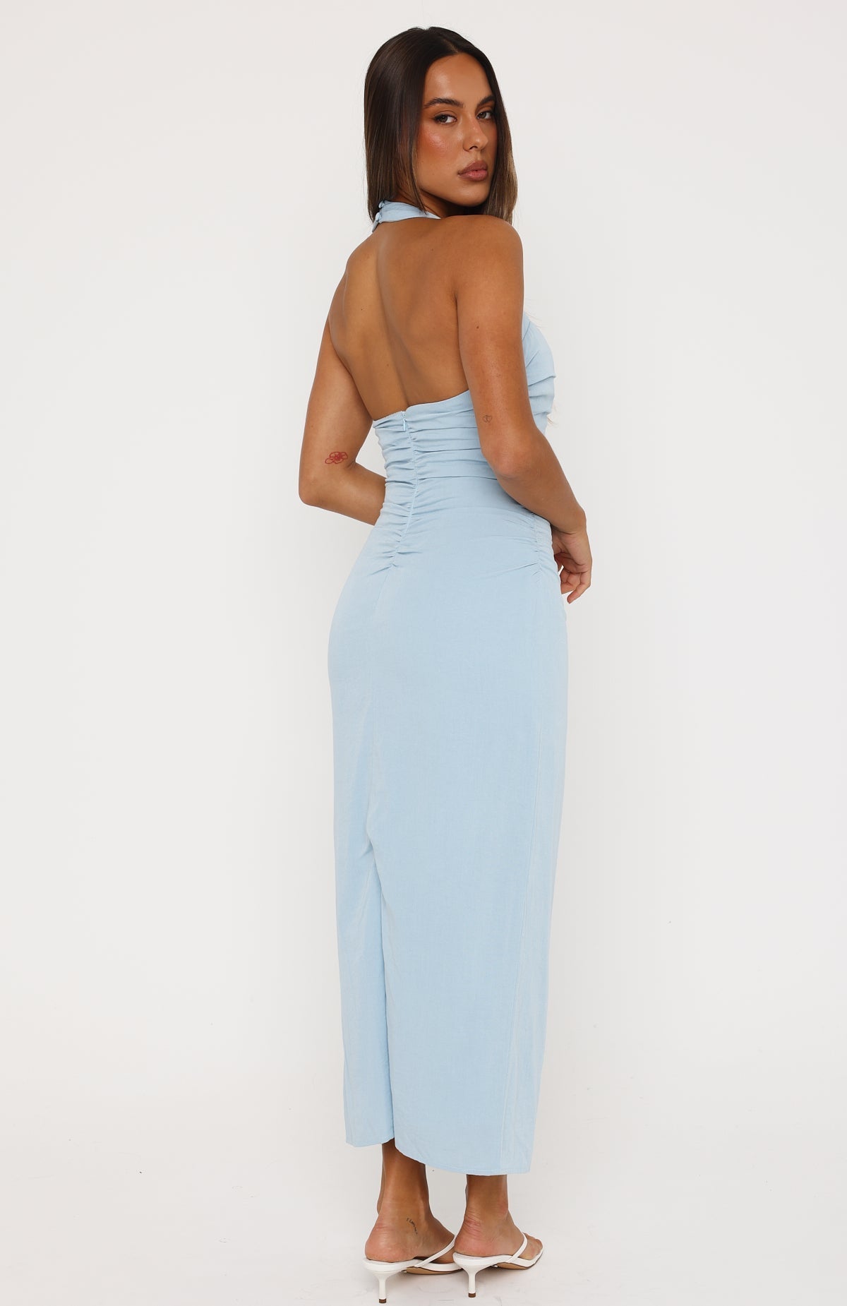 White Fox Sweet Glow Midi Dress Baby Blue