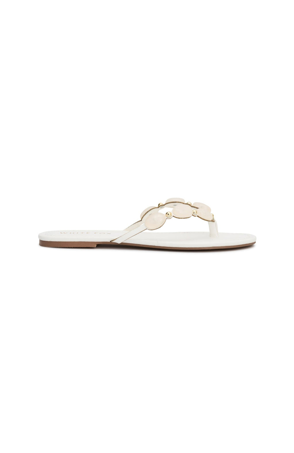 White Fox Kira Beaded Thong Sandals White