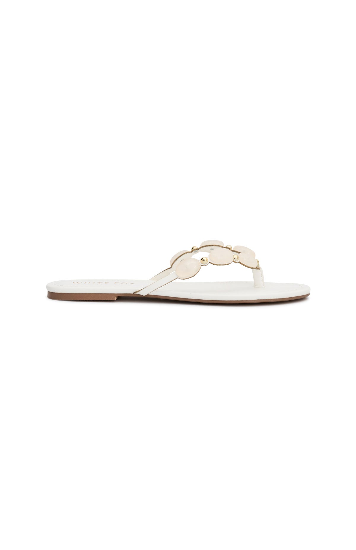 White Fox Kira Beaded Thong Sandals White