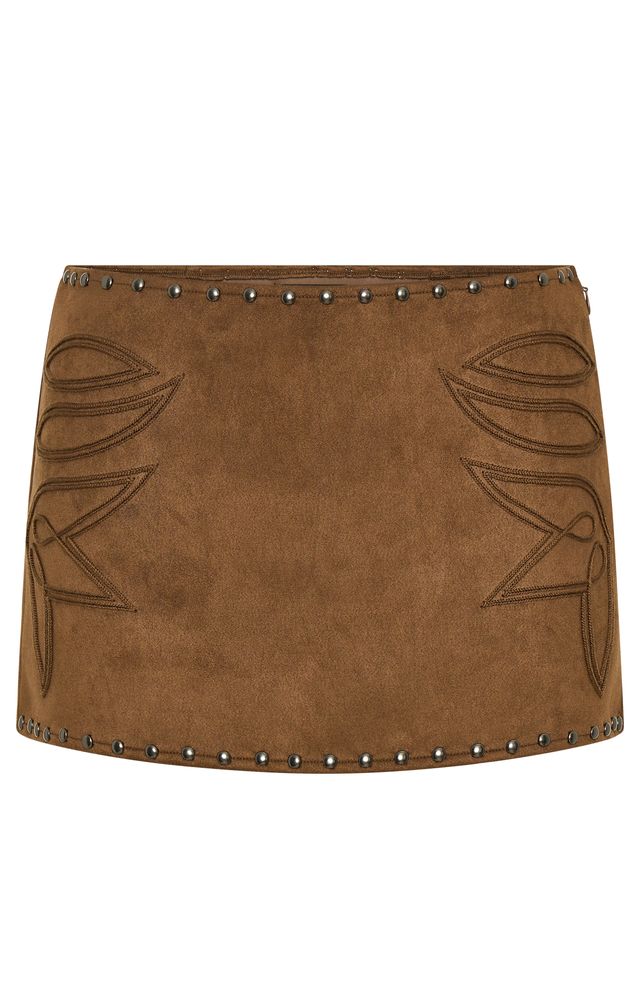 White Fox Rumours Faux Suede Mini Skirt Chocolate
