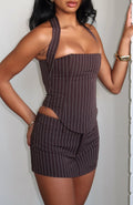 White Fox Back To Business Mini Skort Chocolate Pinstripe