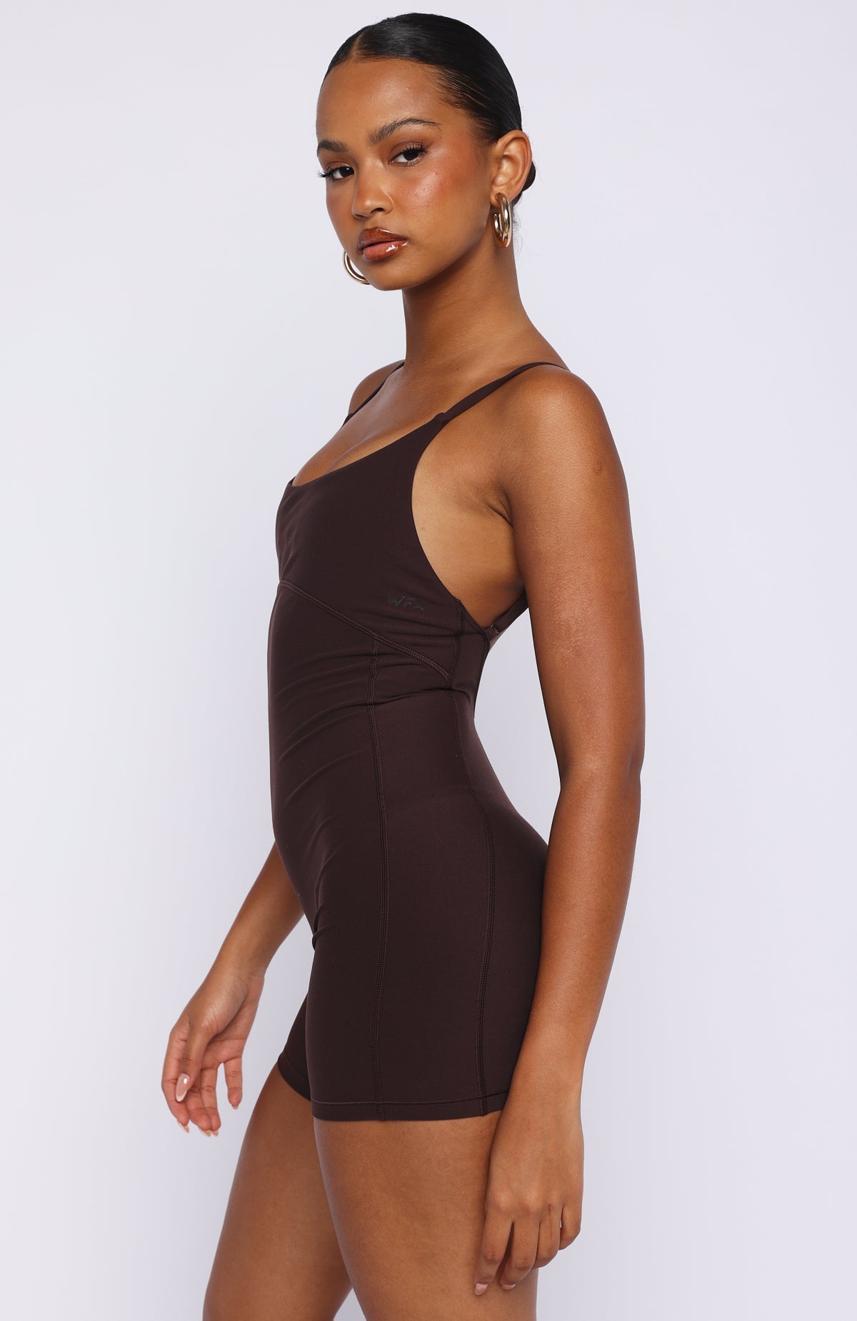 White Fox Track Playsuit Dark Chocolate