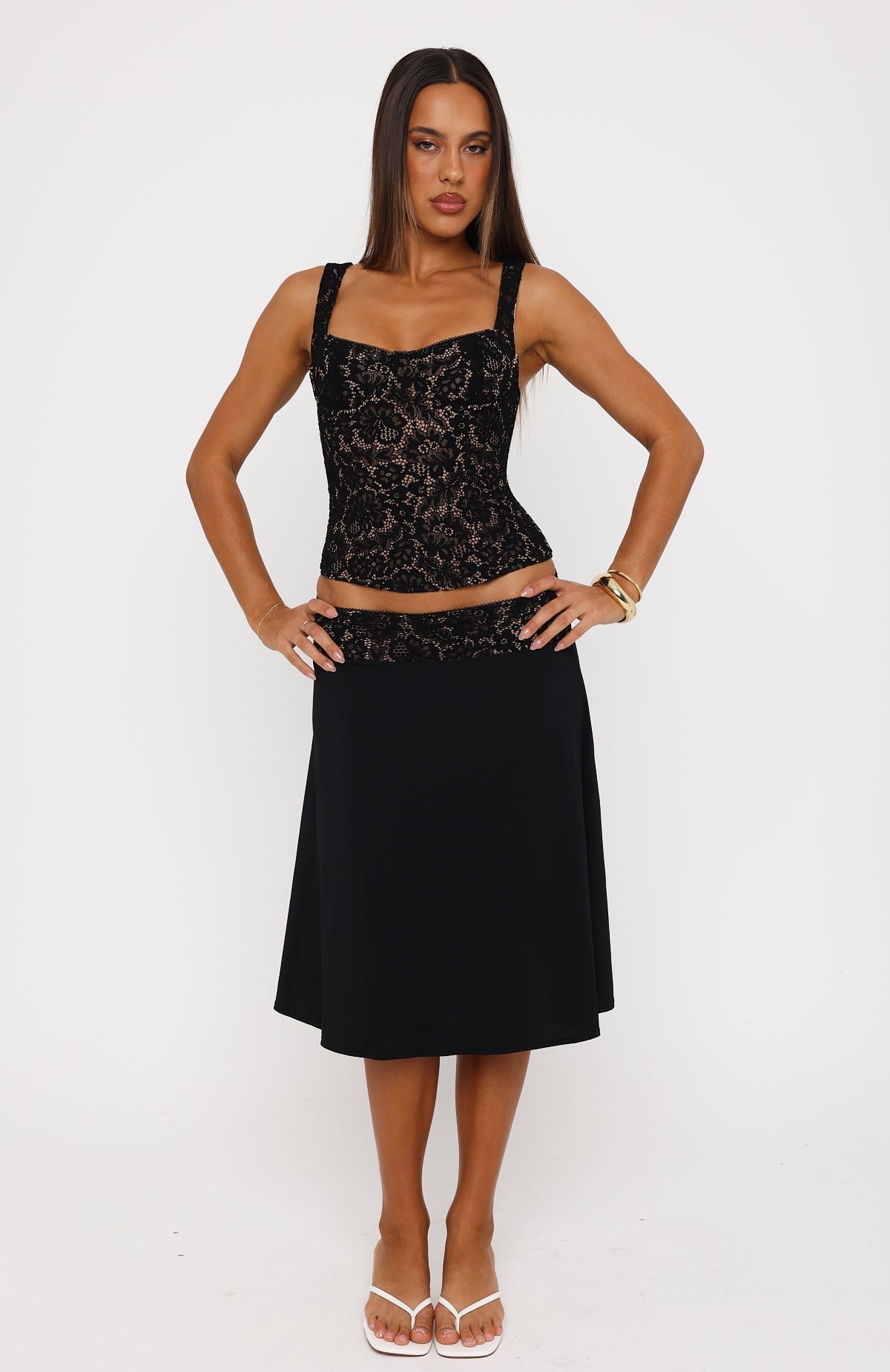 White Fox Promises Kept Lace Bustier Black