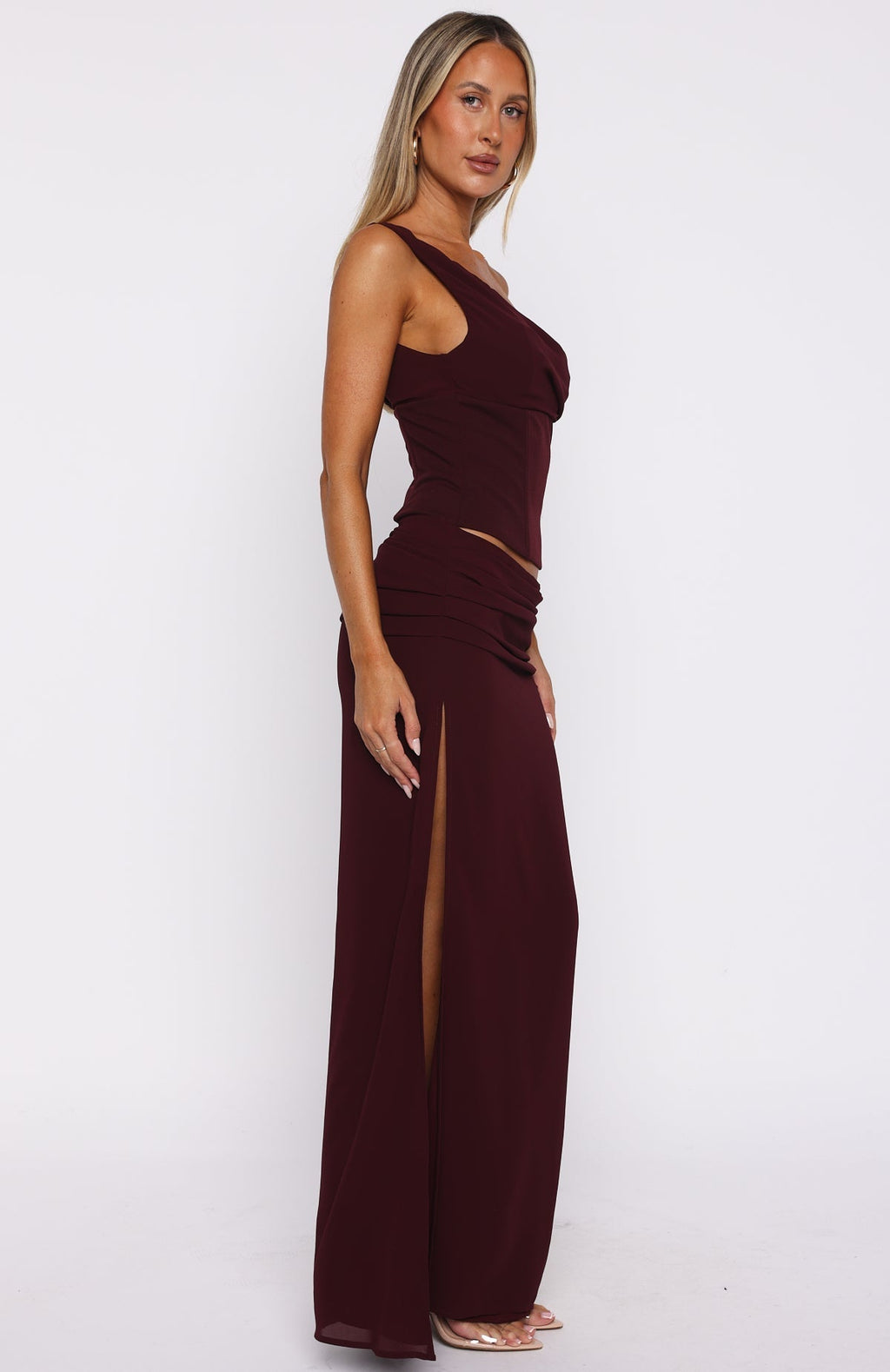 White Fox Unavailable Energy Maxi Dress Burgundy