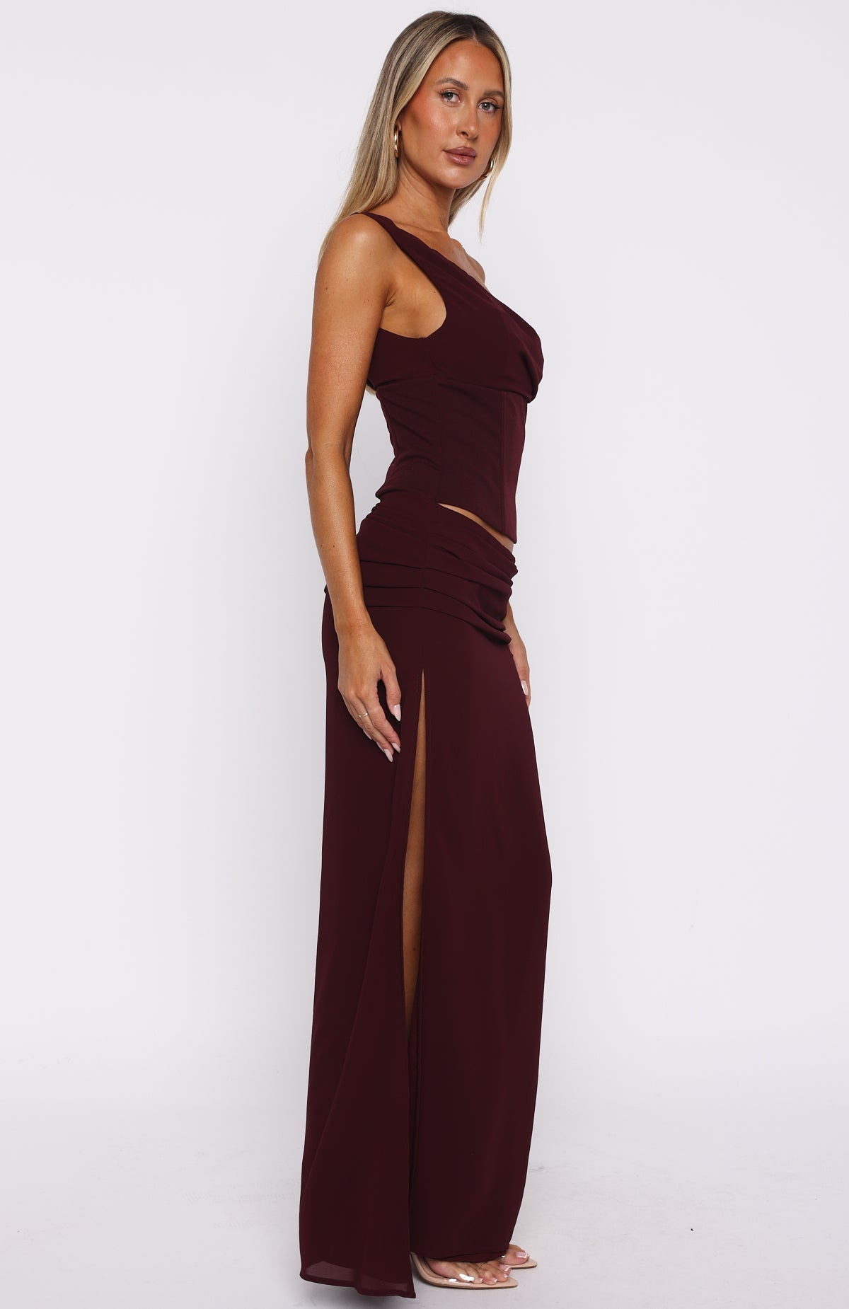 White Fox Unavailable Energy Maxi Dress Burgundy