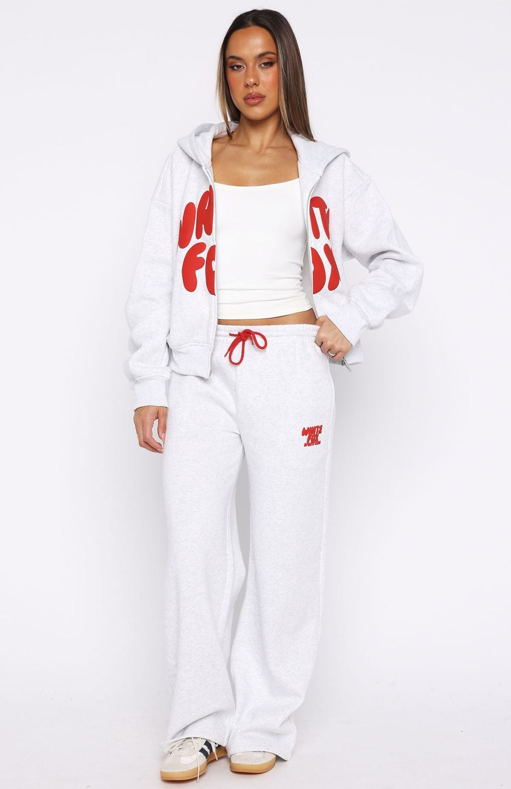 White Fox Club 14 Allie Wide Leg Sweatpants Grey Marle