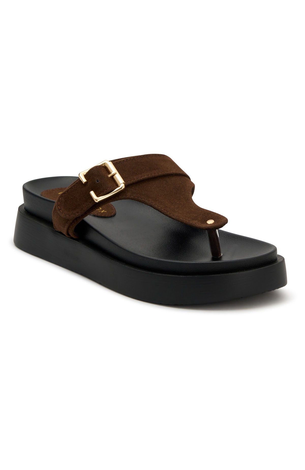 White Fox Eudora Thong Sandals Chocolate Faux Suede