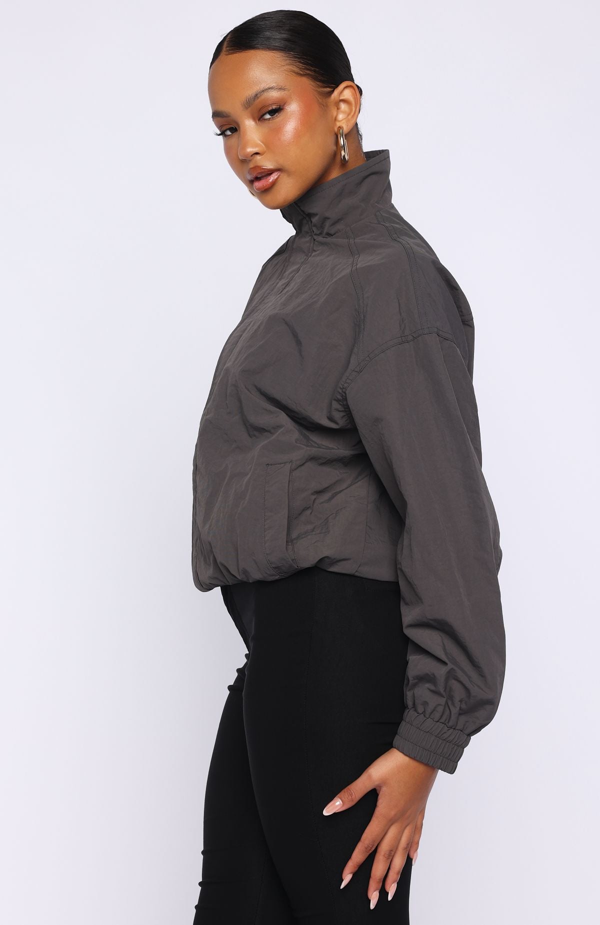 White Fox Cool Vibe Funnel Neck Jacket Steel