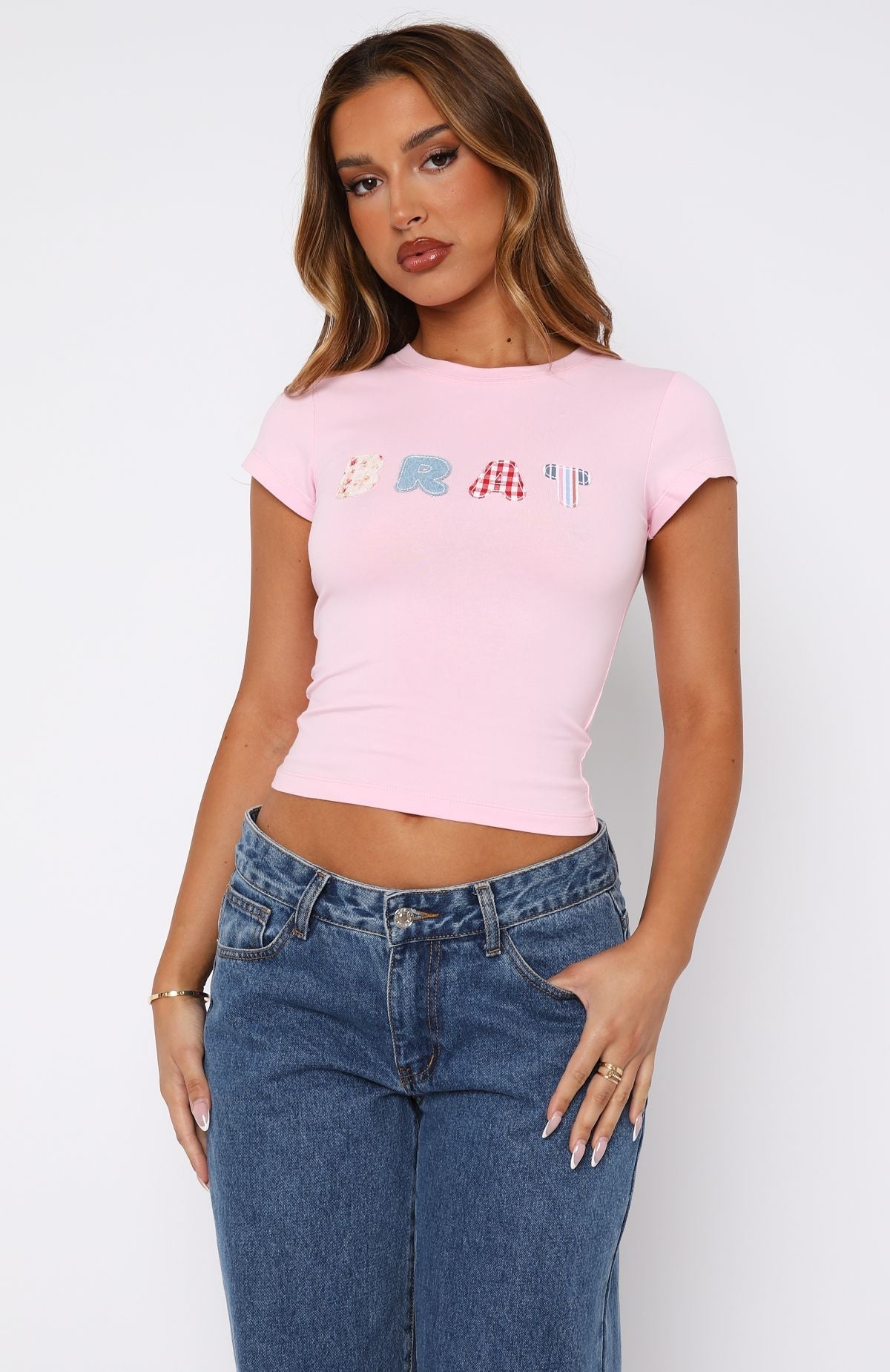 White Fox Pretty In Pink Baby Tee Baby Pink