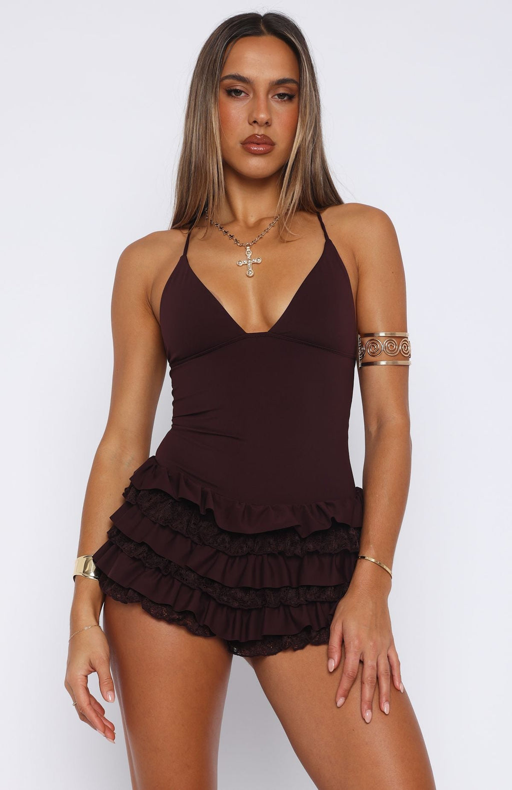 White Fox Dream Of Me Playsuit Deep Burgundy
