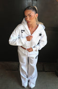 White Fox From The Archives Charli Cropped Zip Front Hoodie Grey Marle