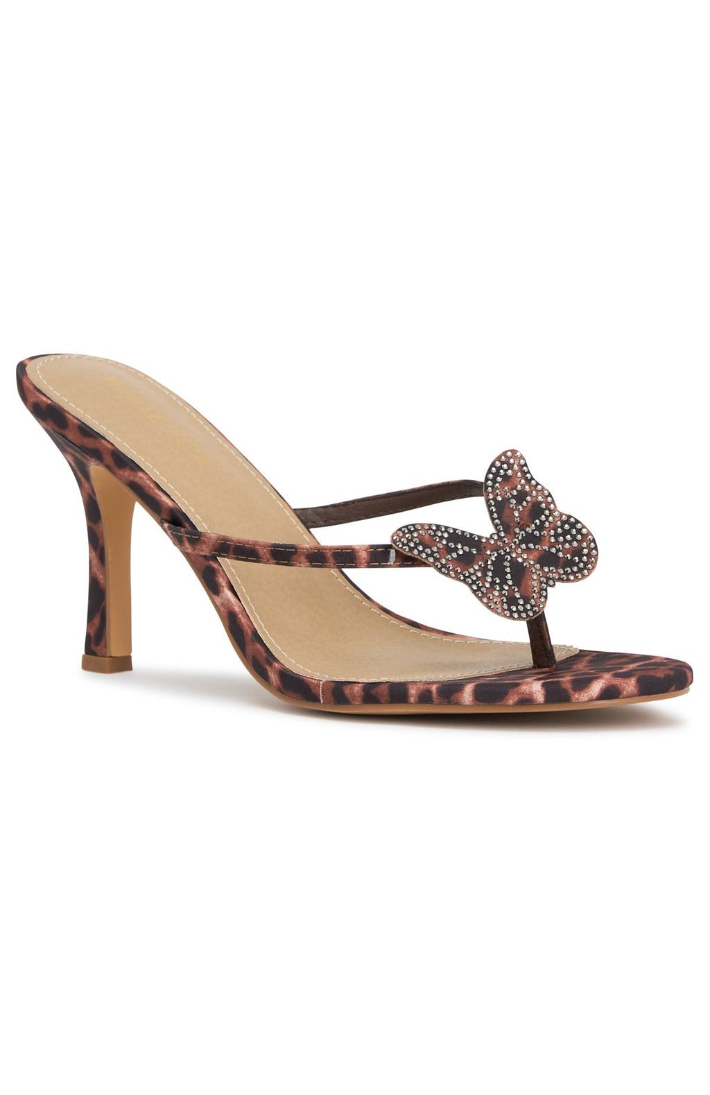 White Fox Landry Embellished Thong Mules Leopard
